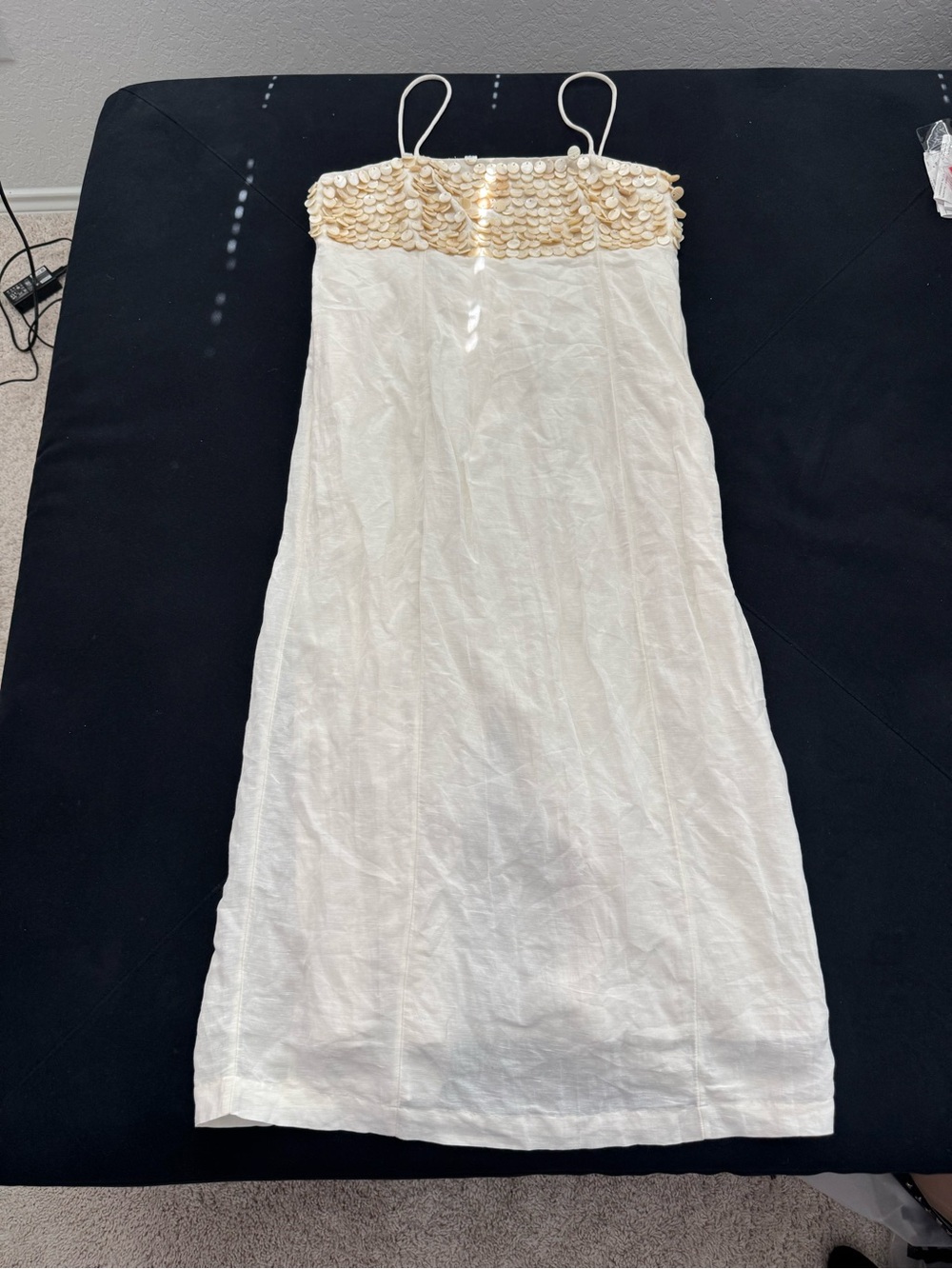 Marks & Spencer Ivory Linen Blend Embellished Maxi Column Dress